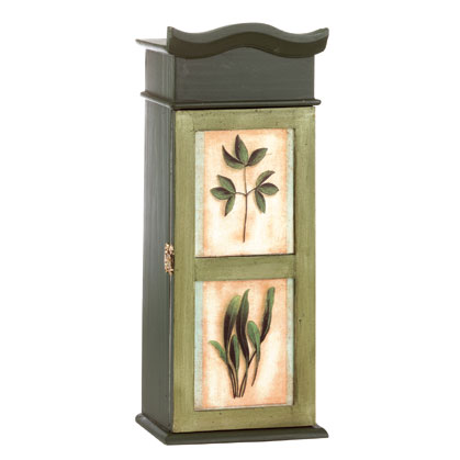 Green Leaf Wood Spice Cabinet
