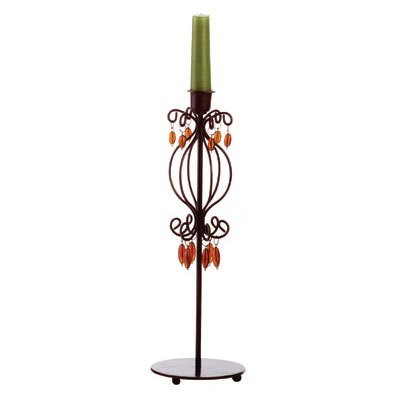 Metal Amber Glass Candleholder