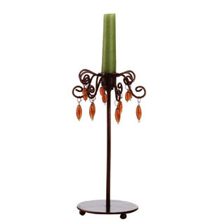 Metal Amber Glass Candleholder