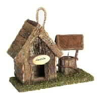 Wood Bark Shed/Well Birdhouse