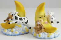 Cow, Moon & Cat Bookends