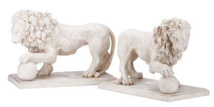 Garden Lion Pair On Ball