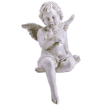 Sitting Cherub With Bird