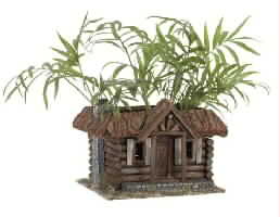 Wood Log Cabin Planter