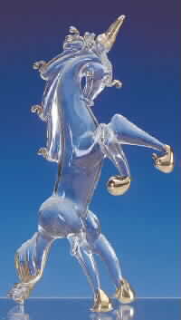Rearing Unicorn Glass Sculptre