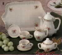 10 pc Mini Bone Rose Tea Set